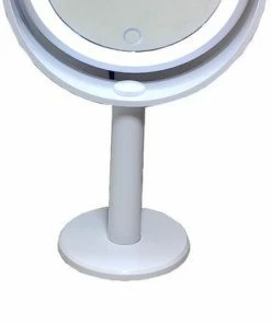 Merkloos Ronde Make Up 2 Zijdige Spiegel Met Lamp Led Rand Dimbaar Touchscreen Incl Batterijen