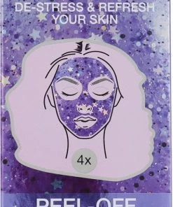 Merkloos Peel-off Glittermask Purple - Deep Cleansing - With Extracts Of Red Fruit - Gezichtsmasker Glitter - Tissue