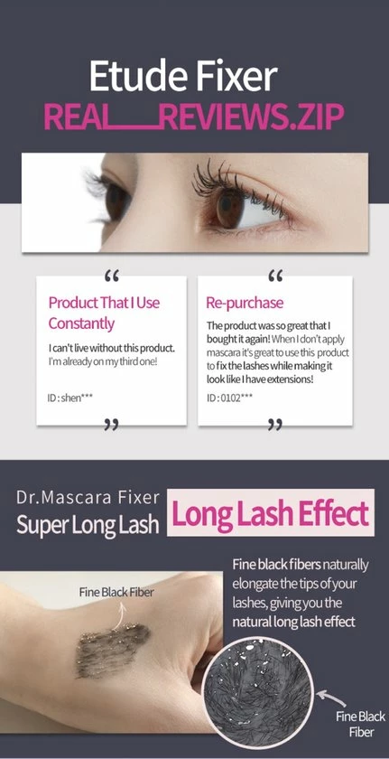 Etude Dr.Mascara Fixer For Super Long Lash - Natural Primer Fix - Wimper Fiber Extensies - Super Longlash - Wimperverlenging - Wimper Mascara Primer - Extra Lange Volumineuze Wimpers - Korean Cosmetics - New 2022 5 Etude Dr.Mascara Fixer For Super Long Lash - Natural Primer Fix - Wimper Fiber Extensies - Super Longlash - Wimperverlenging - Wimper Mascara Primer - Extra Lange Volumineuze Wimpers - Korean Cosmetics - New 2022 - Afbeelding 3