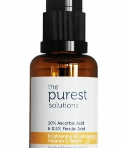 The Purest Solutions Brightening & Lightening Vitamin C Serum 10% Ascorbic Acid & Ferulic Acid 0,5% | Vegan | Hyaluronzuur | | Anti-stressverzorging | Huidveroudering | Ongelijkmatige Tint | Rimpels En Fijne Lijntjes | Vermoeide Huid
