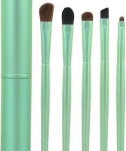 5-delige Make-up Kwasten/Brush Set + Koker - Groen | Fashion Favorite