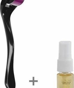 Aurgan.nl Dermaroller 0.5 Mm Titaniumnaalden Met GRATIS Arganolie | Derma Roller 540 Naalden | Bestrijdt Acne Littekens, Pigmentvlekken, Rimpels & Grove Porien