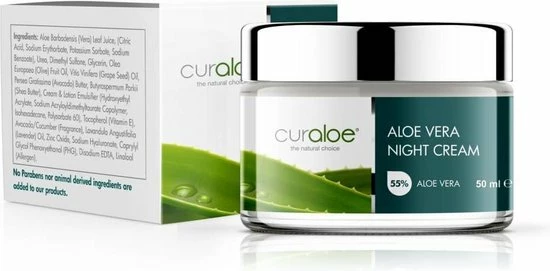 Curaloe? Curaloe Nachtcreme 50 Ml Met Alo Vera, Afrikaanse Shea Butter, Grape Seed Oil En Vitamine E 3 Curaloe? Curaloe Nachtcreme 50 Ml Met Alo Vera, Afrikaanse Shea Butter, Grape Seed Oil En Vitamine E