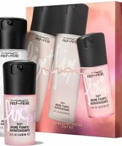 M.A.C Refresh With Rose Fix Kit: Set 3 Fix+ Brume Fixante 2x 100 Ml + 30 Ml Fix+ Rose