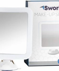Sworks Vergroot Make Up En Scheer Spiegel Met LED Verlichting Vierkant - 10x Vegroting En Natuurlijk Licht Voor Cosmetica/Scheren/Epileren - 360 Graden Verstelbare Zuignap En Wandbevestiging -Chanel Shop 550x383 1