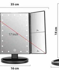 Superstar Make-up Spiegel LED Verlichting Met Gratis Make Up Tasje - Vergrootspiegel - Cosmetica/ Visagie Spiegel - 22 LED's - Draaibaar - USB & Batterij -Chanel Shop 550x384 5