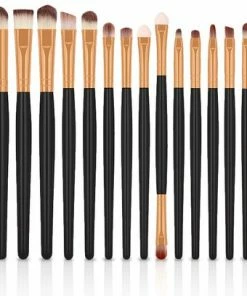 Evvie 20-delige Make-up Kwasten Set - Goud Zwart
