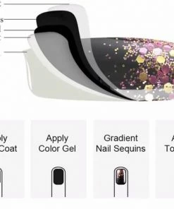 NAILPERFECT Nail Art Glitter Schubben Champagne Rosé / Goud + Kwastje |Glitter Pailletjes | Rhinestones | Nagelversiering -Chanel Shop 550x456