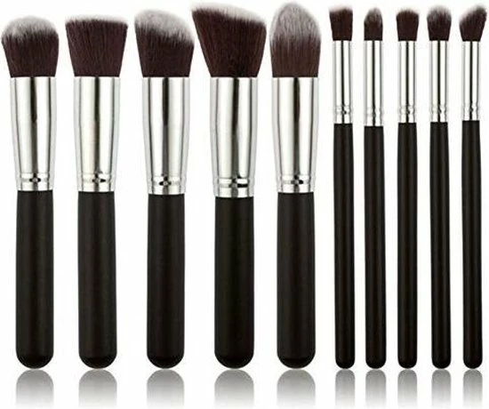 Merkloos Kabuki Make-up Kwastenset - 10 Delig - Zwart Zilver - Oogschaduw Poeder 3 Merkloos Kabuki Make-up Kwastenset - 10 Delig - Zwart Zilver - Oogschaduw Poeder