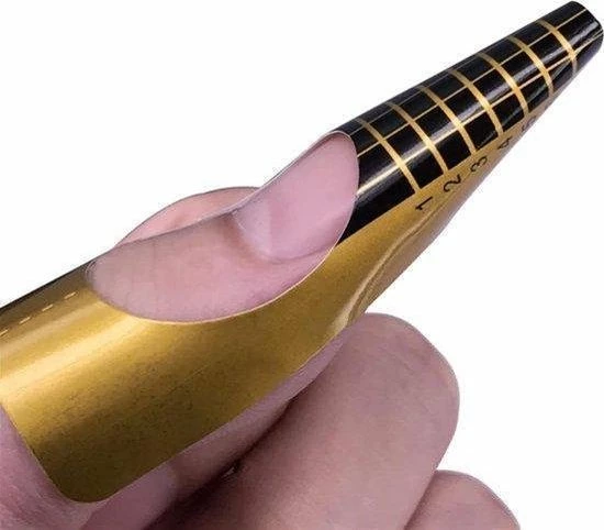 Merkloos Nagel Sjablonen - Nail Forms - Acryl Sjabloon - Nail Art - Beauty & Make-up - French Manicure - Goud | 25 Stuks 4 Merkloos Nagel Sjablonen - Nail Forms - Acryl Sjabloon - Nail Art - Beauty & Make-up - French Manicure - Goud | 25 Stuks - Afbeelding 2