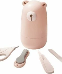 MINIIYOU 4 Stuks - Baby Nagelschaar - Vijl - Nagelknipper - Pincet - Roze - Beer Manicureset