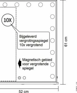 Souvani Sona Hollywood Spiegel | Make Up Spiegel Met LED Verlichting | Kaptafel Spiegel | Visagie Spiegel -Chanel Shop 550x493 2