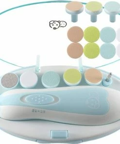 Baby Elektrische Nagelvijl 20 In 1 Royal Angels, Nagelverzorging, Nail Clippers,Veilige Elektrische Baby Nail Trimmer, Baby Nail File Kit, Extra Vervanging Hoofden, Pasgeboren Peuter Tenen En Vingernagels, Trim En Polish (Blauw)