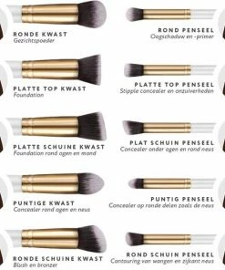 Evvie Set Van 10 Make-up Kwasten Kabuki In Marble Etui - Wit-Goud -Chanel Shop 550x507 8