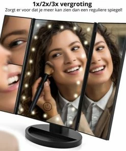 Simver Spiegel Met LED Dragen Verlichting - Valentijn Cadeautje - Cosmetica / Visagie Spiegel - Make-upspiegel - Wit