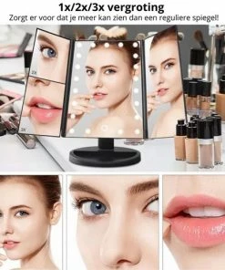 Simver Spiegel Met LED Dragen Verlichting - Valentijn Cadeautje - Cosmetica / Visagie Spiegel - Make-upspiegel - Wit -Chanel Shop 550x520 3