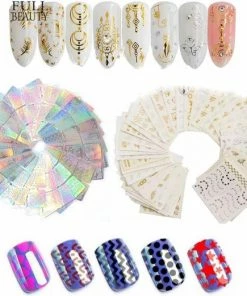 GUAPÀ® GUAPÀ - Nail Art Nagel Sjabloon Stickers 42 Vellen - Zelfklevende Nagelstickers & Nageldecoratie 3D Goud En Zilver