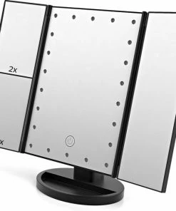 Simver Spiegel Met LED Dragen Verlichting - Valentijn Cadeautje - Cosmetica / Visagie Spiegel - Make-upspiegel - Wit -Chanel Shop 550x524 1