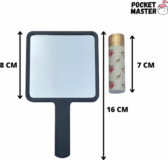 PocketMaster Make-Up Spiegel / Handspiegel Met Handvat - Zwart - Klein - Compact - Handzaam - 8,0 X 8,0 Cm Spiegeloppervlak 4 PocketMaster Make-Up Spiegel / Handspiegel Met Handvat - Zwart - Klein - Compact - Handzaam - 8,0 X 8,0 Cm Spiegeloppervlak - Afbeelding 2