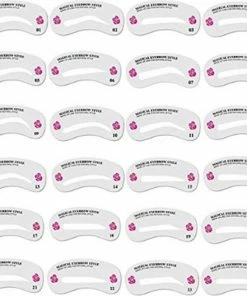 Merkloos Wenkbrauw Stencil / Wenkbrauw Sjabloon Voor Wenkbrauw Stempel - 24 Verschillende Sjablonen - Wenkbrauw Poeder En Wenkbrauwverf - Brow Stamp - Wenkbrauw Vormen - Make Up Set - Make Up Kwasten Set - Cadeau Voor Haar - Wenkbrauwsjablonen