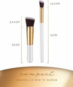 Evvie Set Van 10 Make-up Kwasten Kabuki In Marble Etui - Wit-Goud -Chanel Shop 550x534 27