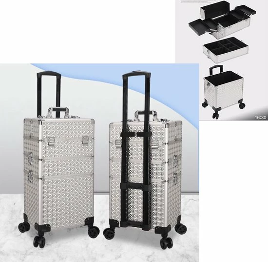 Guardian Beauty Kapper Koffer Zilver | Nagel | Visagist | Make-up | Cosmetica | Schminken | Trolley Stevig En Gemaakt Van Aluminium | 3 Delig | 8 Wielen | Bedekt Met Mooie Diamantjes 3 Guardian Beauty Kapper Koffer Zilver | Nagel | Visagist | Make-up | Cosmetica | Schminken | Trolley Stevig En Gemaakt Van Aluminium | 3 Delig | 8 Wielen | Bedekt Met Mooie Diamantjes