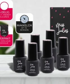 Miss Jules - 6-Delige Gellak Starterspakket - Nagellak - Kleur Grijs, Roze & Glitter - Glanzend & Dekkend Resultaat -Chanel Shop 550x537 3