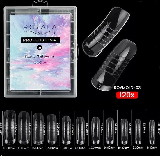 Royala Mold03 Dual System Forms - Mold - 120 Stuks - 12 Maten In Handige Tipbox - Polygel Tips - Voor Polygel En Acrylgel - Mix System Forms - Tips Voor Polygel - Royala Dual Mold Tips Line 3 Royala Mold03 Dual System Forms - Mold - 120 Stuks - 12 Maten In Handige Tipbox - Polygel Tips - Voor Polygel En Acrylgel - Mix System Forms - Tips Voor Polygel - Royala Dual Mold Tips Line