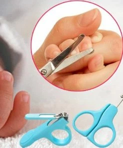 Merkloos 2 Delige Baby Manicure Set - Veiligheidsschaartje - Mini Nagel Knipper - Blauw