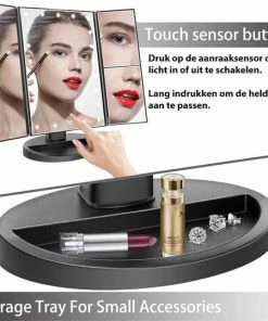 Superstar Make-up Spiegel LED Verlichting Met Gratis Make Up Tasje - Vergrootspiegel - Cosmetica/ Visagie Spiegel - 22 LED's - Draaibaar - USB & Batterij -Chanel Shop 550x539 2