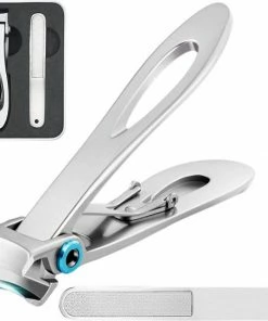 AdroitGoods Nagelknipper Set - Nageltang - Nagelschaar - Kalknagels - Teennagel - Pedicure - Incl. Nagelvijl - Grijs