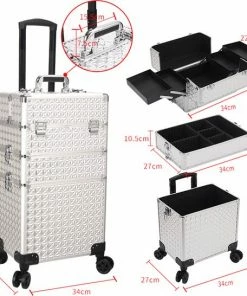 Guardian Beauty Kapper Koffer Zilver | Nagel | Visagist | Make-up | Cosmetica | Schminken | Trolley Stevig En Gemaakt Van Aluminium | 3 Delig | 8 Wielen | Bedekt Met Mooie Diamantjes 17 Guardian Beauty Kapper Koffer Zilver | Nagel | Visagist | Make-up | Cosmetica | Schminken | Trolley Stevig En Gemaakt Van Aluminium | 3 Delig | 8 Wielen | Bedekt Met Mooie Diamantjes -Chanel Shop 550x546 6