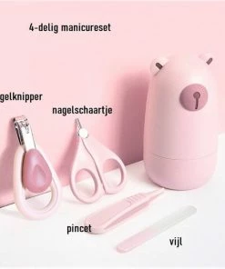 MINIIYOU 4 Stuks - Baby Nagelschaar - Vijl - Nagelknipper - Pincet - Roze - Beer Manicureset -Chanel Shop 550x548 4