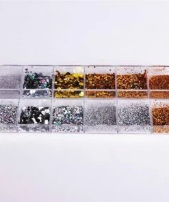 ISO Products Glitter Poeder Nail Art Set - 12 Stuks - Goud / Zilver / Brons - Nagel Decoratie Strass -Chanel Shop 550x549 21