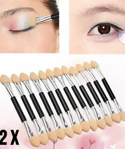 Merkloos LaGloss 12 STUKS Wegwerp Oogschaduw MakeUp Spons Kwasten Oogschaduw - Dubbelzijdig Make Up Applicator - Oogschaduw Sponsjes