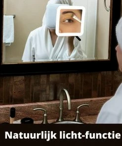 Sworks Vergroot Make Up En Scheer Spiegel Met LED Verlichting Vierkant - 10x Vegroting En Natuurlijk Licht Voor Cosmetica/Scheren/Epileren - 360 Graden Verstelbare Zuignap En Wandbevestiging -Chanel Shop 550x550 268