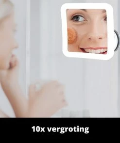 Sworks Vergroot Make Up En Scheer Spiegel Met LED Verlichting Vierkant - 10x Vegroting En Natuurlijk Licht Voor Cosmetica/Scheren/Epileren - 360 Graden Verstelbare Zuignap En Wandbevestiging -Chanel Shop 550x550 269