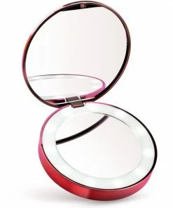 Evvie Make Up Spiegel Met Verlichting Handspiegel Met LED Daglichtlamp Zak Spiegel - USB Oplaadbaar Rose Goud