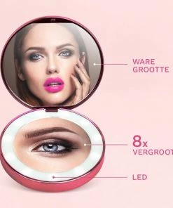Evvie Make Up Spiegel Met Verlichting Handspiegel Met LED Daglichtlamp Zak Spiegel - USB Oplaadbaar Rose Goud -Chanel Shop 550x550 362