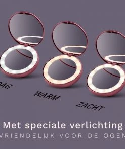 Evvie Make Up Spiegel Met Verlichting Handspiegel Met LED Daglichtlamp Zak Spiegel - USB Oplaadbaar Rose Goud -Chanel Shop 550x550 363
