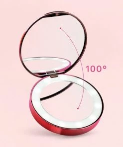 Evvie Make Up Spiegel Met Verlichting Handspiegel Met LED Daglichtlamp Zak Spiegel - USB Oplaadbaar Rose Goud -Chanel Shop 550x550 366