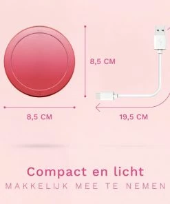 Evvie Make Up Spiegel Met Verlichting Handspiegel Met LED Daglichtlamp Zak Spiegel - USB Oplaadbaar Rose Goud -Chanel Shop 550x550 367