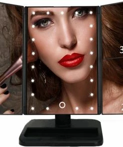 Superstar Make-up Spiegel LED Verlichting Met Gratis Make Up Tasje - Vergrootspiegel - Cosmetica/ Visagie Spiegel - 22 LED's - Draaibaar - USB & Batterij -Chanel Shop 550x550 375