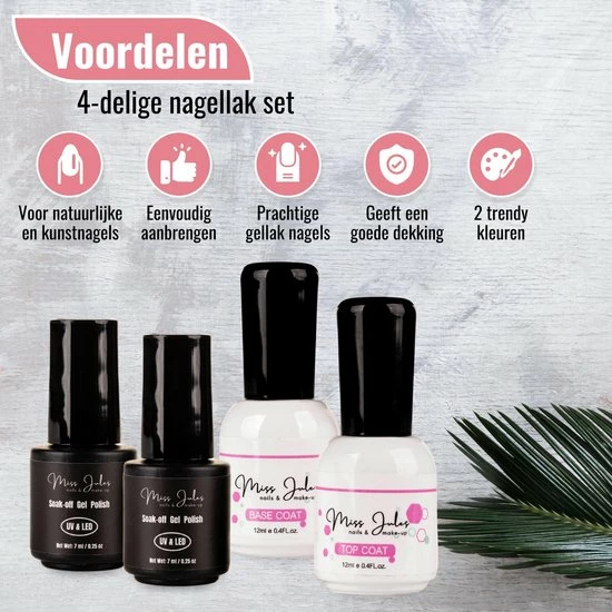 Miss Jules Complete Gellak Starterspakket - Roze & Glitter - Nagellak - Glanzend En Dekkend Resultaat - Incl. Nagelvijl 5 Miss Jules Complete Gellak Starterspakket - Roze & Glitter - Nagellak - Glanzend En Dekkend Resultaat - Incl. Nagelvijl - Afbeelding 3