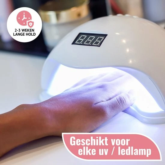 Miss Jules Complete Gellak Starterspakket - Roze & Glitter - Nagellak - Glanzend En Dekkend Resultaat - Incl. Nagelvijl 7 Miss Jules Complete Gellak Starterspakket - Roze & Glitter - Nagellak - Glanzend En Dekkend Resultaat - Incl. Nagelvijl - Afbeelding 5