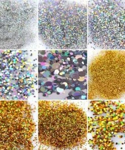 ISO Products Glitter Poeder Nail Art Set - 12 Stuks - Goud / Zilver / Brons - Nagel Decoratie Strass -Chanel Shop 550x550 395