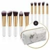 Evvie Set Van 10 Make-up Kwasten Kabuki In Marble Etui - Wit-Goud -Chanel Shop 550x550 452