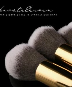 Evvie Set Van 10 Make-up Kwasten Kabuki In Marble Etui - Wit-Goud -Chanel Shop 550x550 456