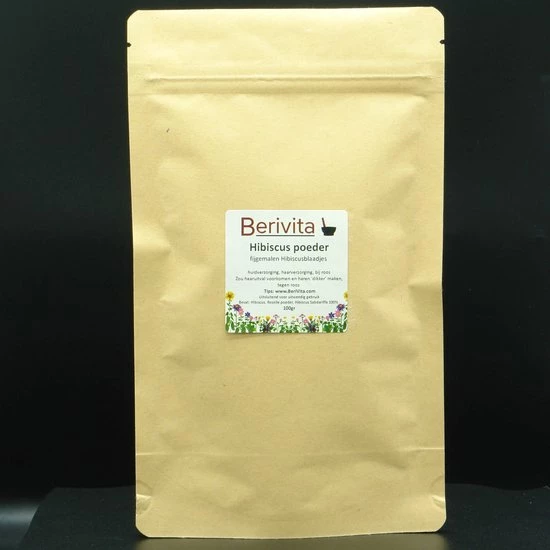 Berivita Hibiscus Poeder 100% Zuiver 100gr -Fijngemalen Hibiscus Bladeren - Roselle Powder 3 Berivita Hibiscus Poeder 100% Zuiver 100gr -Fijngemalen Hibiscus Bladeren - Roselle Powder