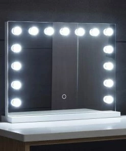 Aquamarin Hollywood Make Up Spiegel, Dimbaar, 58x 43 Cm, Theater Spiegel -Chanel Shop 550x550 501